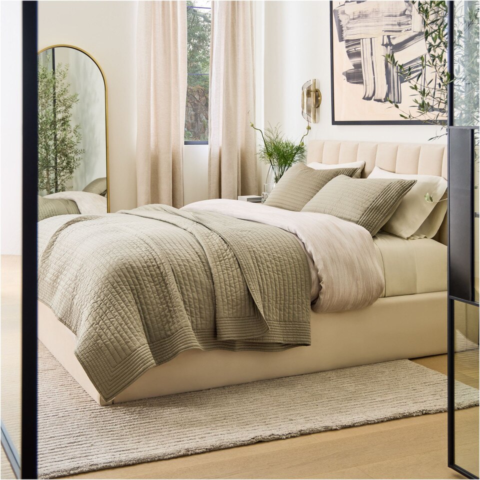 Silky TENCEL™ Pick Stitch Coverlet & Pillowcases West Elm Australia